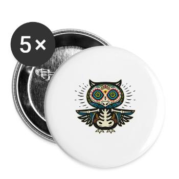 Eule - Buttons groß 56 mm (5er Pack) - Weiß - Vorne