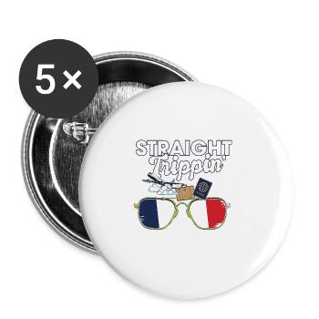 Straight Trippin' France Vacances Tour Voyage - Lot de 5 grands badges (56 mm) - blanc - Devant