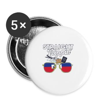 Straight Trippin' Haïti Vacances Tour Voyage - Lot de 5 grands badges (56 mm) - blanc - Devant