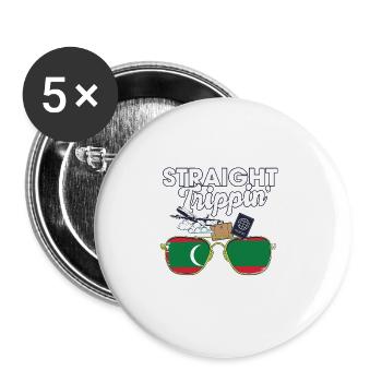 Straight Trippin' Maldives Vacances Tour Voyage - Lot de 5 grands badges (56 mm) - blanc - Devant