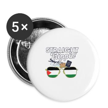 Straight Trippin' Palestine Vacances Tour Voyage - Lot de 5 grands badges (56 mm) - blanc - Devant