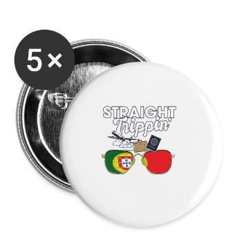 Straight Trippin' Portugal Voyage de vacances - Lot de 5 grands badges (56 mm) - blanc - Devant