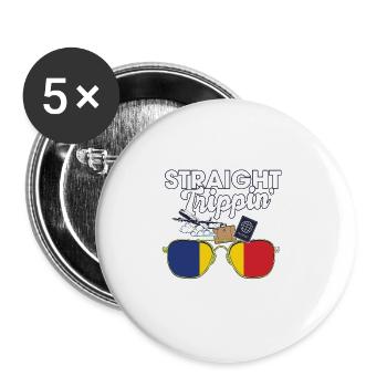 Straight Trippin' Romania Vacation Tour Travel - Buttons large 2.2''/56 mm (5-pack) - white - Front