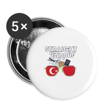 Straight Trippin' Turkey Vacation Tour Travel - Buttons large 2.2''/56 mm (5-pack) - white - Front