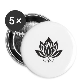 Minimalistisches Karma Lotusblüte T-Shirt - Buttons groß 56 mm (5er Pack) - Weiß - Vorne