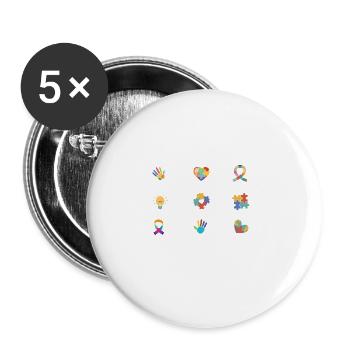 God Says I Am Strong Autism Awareness Asperger - Buttons groß 56 mm (5er Pack) - Weiß - Vorne