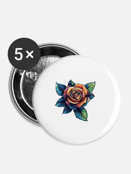 Rose - Buttons groß 56 mm (5er Pack) - Weiß