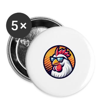 Huhn Comic Cool Sommer - Buttons groß 56 mm (5er Pack) - Weiß - Vorne