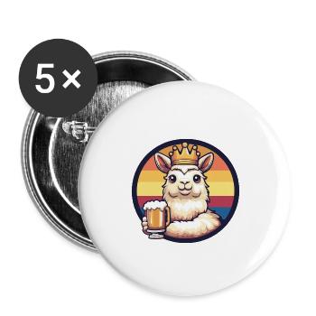 Alpaka Llama Bier - Buttons groß 56 mm (5er Pack) - Weiß - Vorne