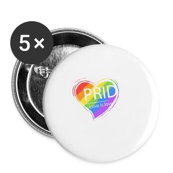 LGBT Rainbow Gay Pride Homo Lesbian Gay - Buttons large 2.2''/56 mm (5-pack) - white - Front