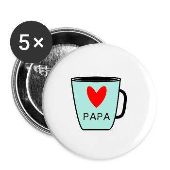 VATERTAG. ALLES GUTE ZUM GEBURTSTAG, PAPA. PAPA. ALLES GUTE ZUM GEBURTSTAG - Buttons groß 56 mm (5er Pack) - Weiß - Vorne