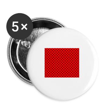 Tupfen Schwarz auf Rot - Buttons groß 56 mm (5er Pack) - Weiß - Vorne