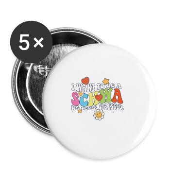 Professeur d’anglais Je veux être un Schwa ELA Life - Lot de 5 grands badges (56 mm) - blanc - Devant