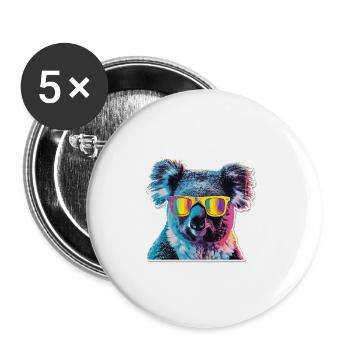 Streetart Funky Koala Urban Rap Street - Buttons groß 56 mm (5er Pack) - Weiß - Vorne
