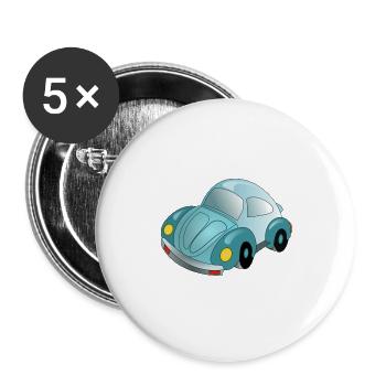 voiture - Lot de 5 grands badges (56 mm) - blanc - Devant