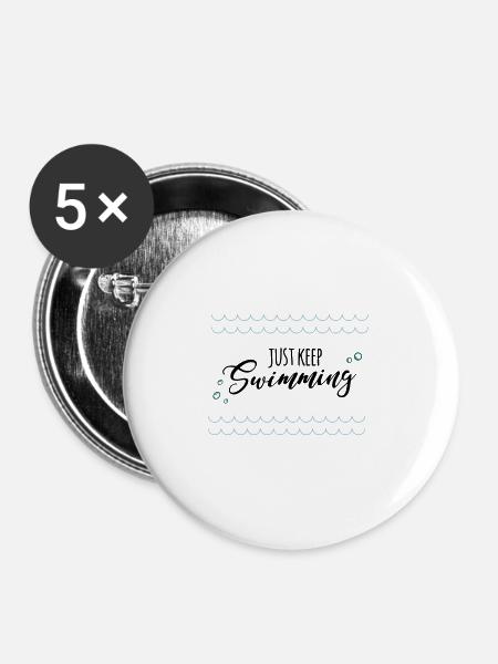 keep swimming - Buttons large 2.2''/56 mm (5-pack) - white