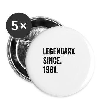 44. Geburtstag 44 Jahre Legendary Since 1981 - Buttons groß 56 mm (5er Pack) - Weiß - Vorne