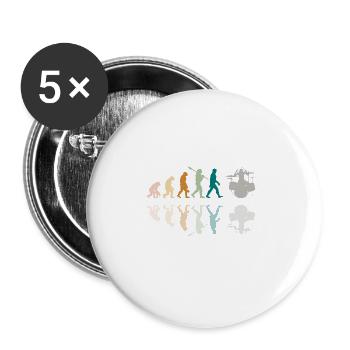 Evolution de l’homme Drums Band Retro Vintage Drummer - Lot de 5 grands badges (56 mm) - blanc - Devant