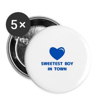 SWEETEST BOY IN TOWN - Buttons groß 56 mm (5er Pack) - Weiß - Vorne