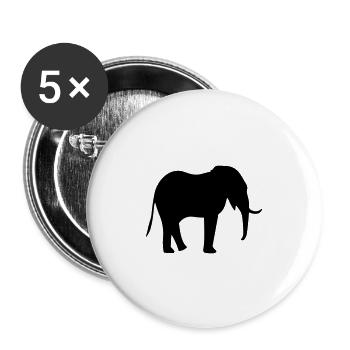 Elefant - Buttons groß 56 mm (5er Pack) - Weiß - Vorne