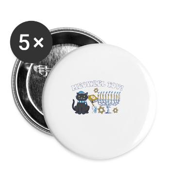 Meowzel Tov Happy Hanukkah Jewish Cat Mom Dad - Buttons large 2.2''/56 mm (5-pack) - white - Front