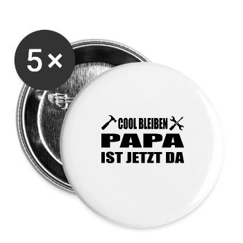 Papa - Buttons groß 56 mm (5er Pack) - Weiß - Vorne