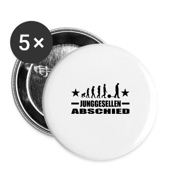 Junggesellenabschied - Buttons groß 56 mm (5er Pack) - Weiß - Vorne