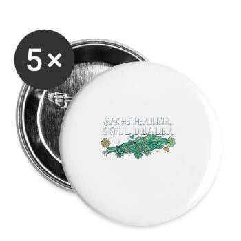Sage Healer Soul Dealer Bâtons de purification Guérison - Lot de 5 grands badges (56 mm) - blanc - Devant