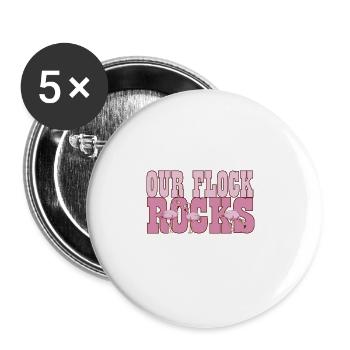 Flamingo Our Flock Rocks Family Summer Vacation - Buttons groß 56 mm (5er Pack) - Weiß - Vorne