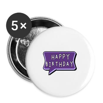 HAPPY BIRTHDAY. HAPPY BIRTHDAY. BIRTHDAY. - Buttons large 2.2''/56 mm (5-pack) - white - Front