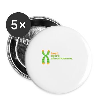 Best Extra Chromosome Ever Down Syndrome Awareness - Buttons groß 56 mm (5er Pack) - Weiß - Vorne