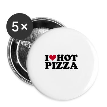 I Love Hot Pizza - Buttons large 2.2''/56 mm (5-pack) - white - Front