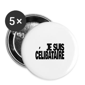 je suis célibataire - Lot de 5 grands badges (56 mm) - blanc - Devant