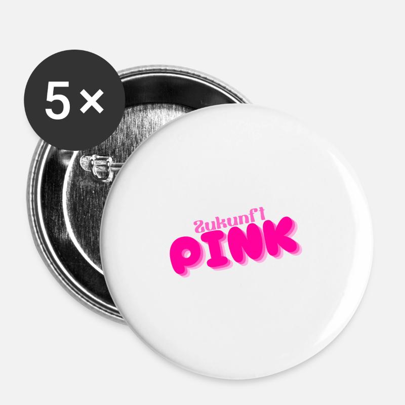 Future PINK - Buttons large 2.2''/56 mm (5-pack) - white