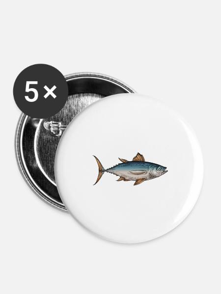 Meerestiere - Buttons groß 56 mm (5er Pack) - Weiß