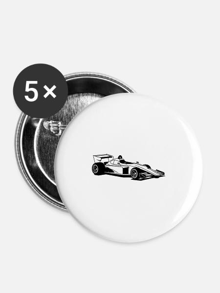 Rennwagen - Buttons groß 56 mm (5er Pack) - Weiß