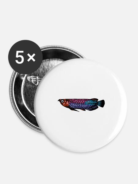 Meerestiere - Buttons groß 56 mm (5er Pack) - Weiß