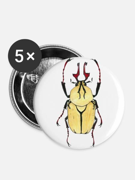 kaefer heller Panzer rotes Geweih - Buttons groß 56 mm (5er Pack) - Weiß