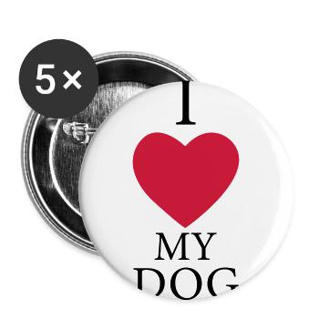I love my dog - Buttons large 2.2''/56 mm (5-pack) - white - Front