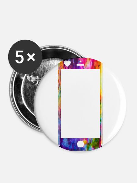 Handy mit Herz - Buttons groß 56 mm (5er Pack) - Weiß