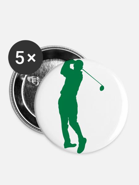 Golfspieler - Buttons groß 56 mm (5er Pack) - Weiß