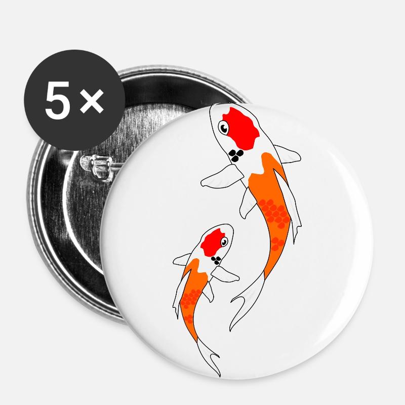 Koi orange - Buttons large 2.2''/56 mm (5-pack) - white