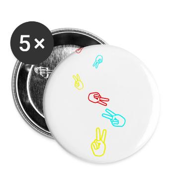 Hand Peace - Buttons groß 56 mm (5er Pack) - Weiß - Vorne