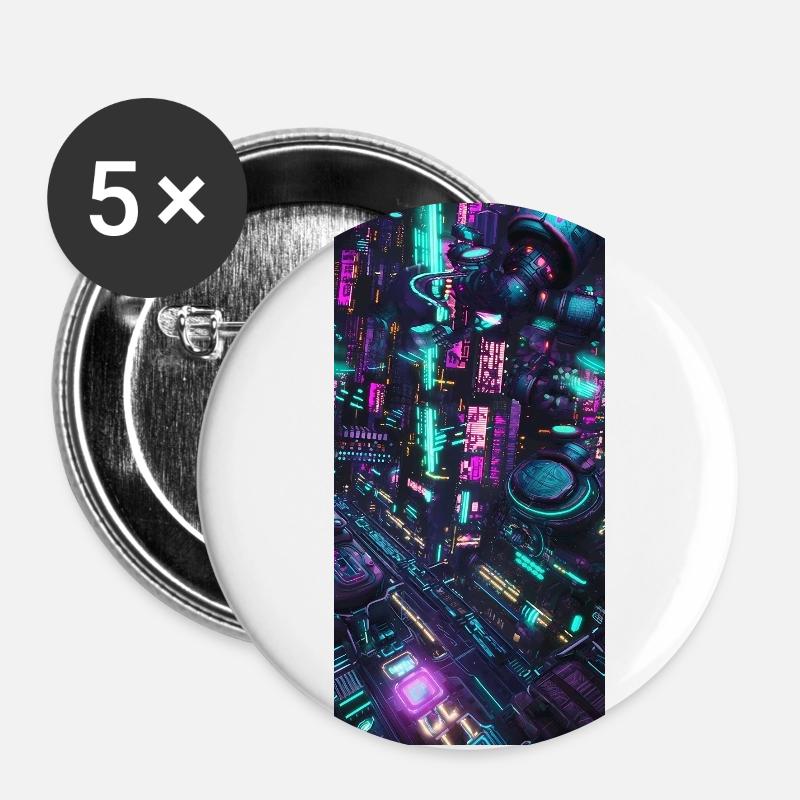 CYBERPUNK - Buttons large 2.2''/56 mm (5-pack) - white