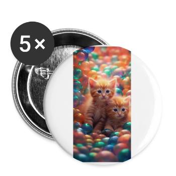 Cute kitties - Buttons large 2.2''/56 mm (5-pack) - white - Front