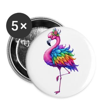 Schöner Flamingo - Buttons groß 56 mm (5er Pack) - Weiß - Vorne