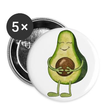 kawaii avocado cute vegan mom pregnant avo - Buttons large 2.2''/56 mm (5-pack) - white - Front