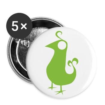 GREENEY bird 1 green green bird design sparrow - Buttons large 2.2''/56 mm (5-pack) - white - Front