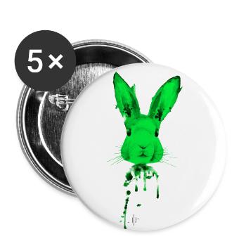 Hase Grün - Buttons groß 56 mm (5er Pack) - Weiß - Vorne