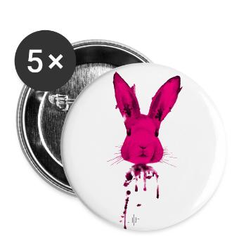 Hase Pink - Buttons groß 56 mm (5er Pack) - Weiß - Vorne